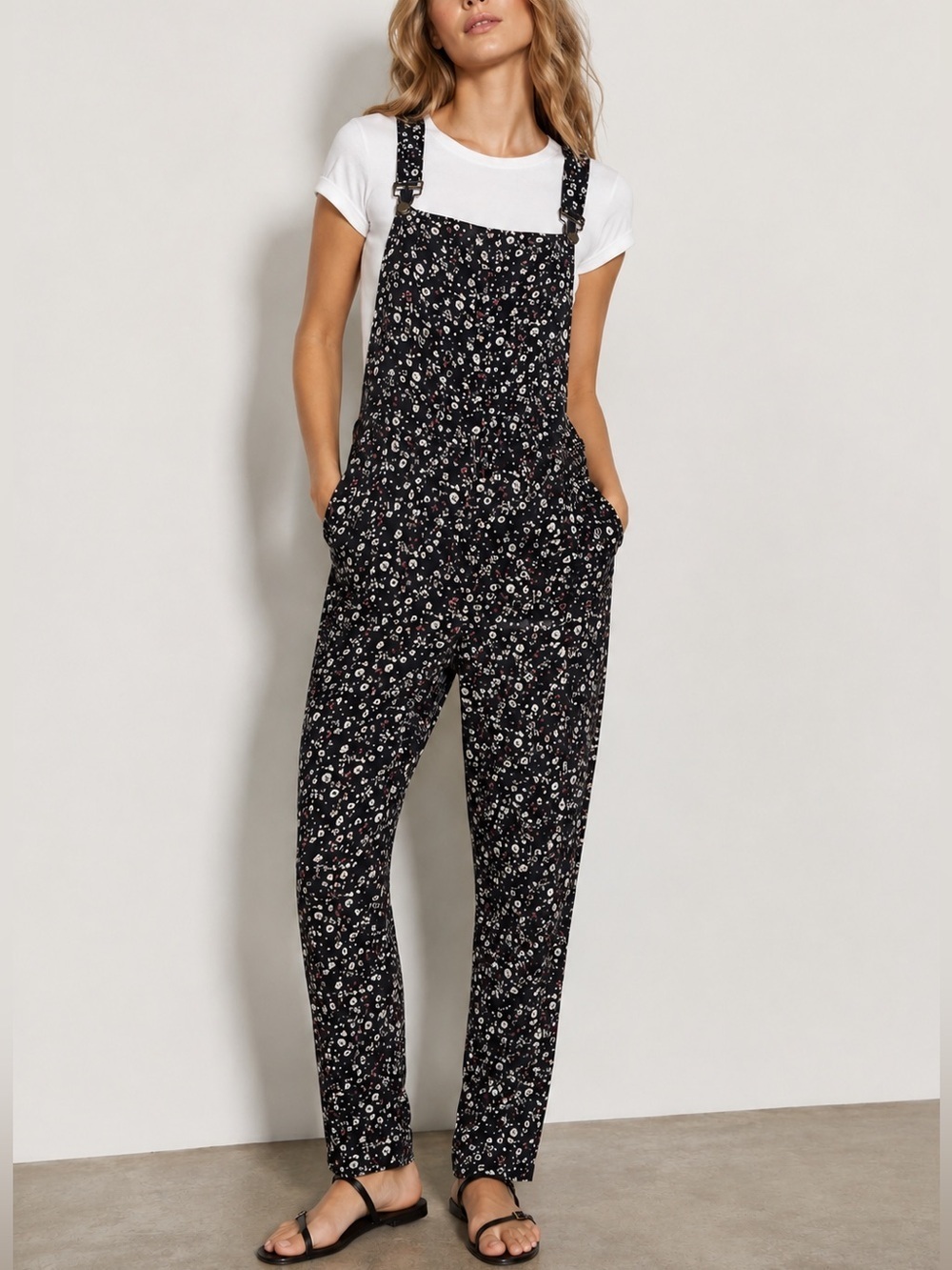 Imaginary Voyage Floral Print Jumpsuit - Dark Blue and White (806)
